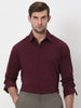 Mufti Maroon Stretch Plain Slim Fit Casual Shirt