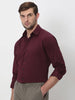 Mufti Maroon Stretch Plain Slim Fit Casual Shirt
