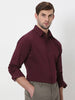 Mufti Maroon Stretch Plain Slim Fit Casual Shirt