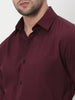 Mufti Maroon Stretch Plain Slim Fit Casual Shirt