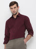 Mufti Maroon Stretch Plain Slim Fit Casual Shirt