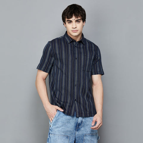 Flying machine men's classic opaque striped casual shirt
