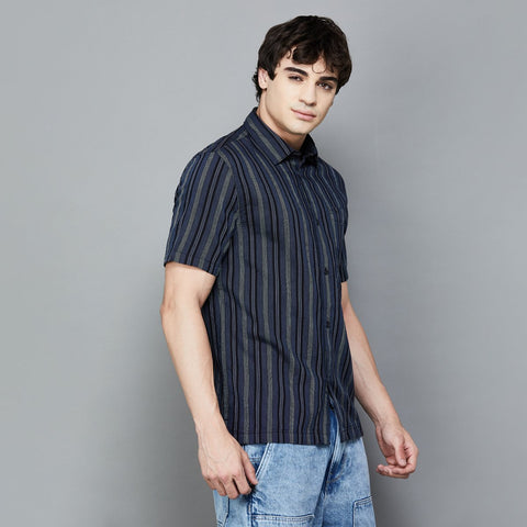 Flying machine men's classic opaque striped casual shirt
