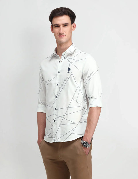 U.S.POLO.Assn.Denim Co.        Men Comfort Abstract Printed Cotton Slim Fit Casual Shirt