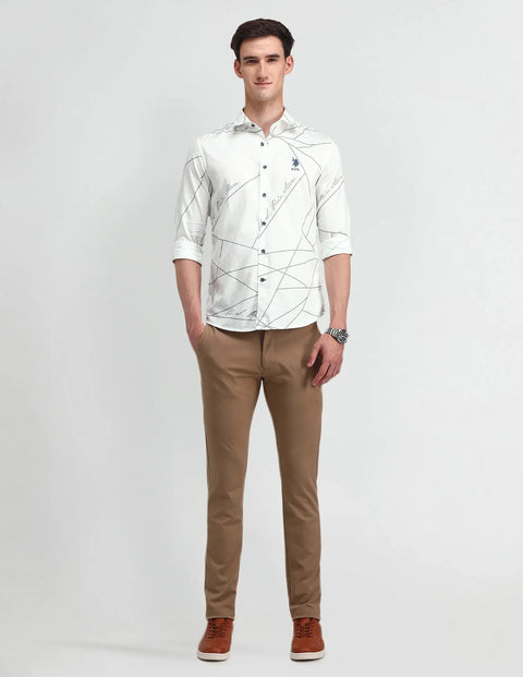 U.S.POLO.Assn.Denim Co.        Men Comfort Abstract Printed Cotton Slim Fit Casual Shirt
