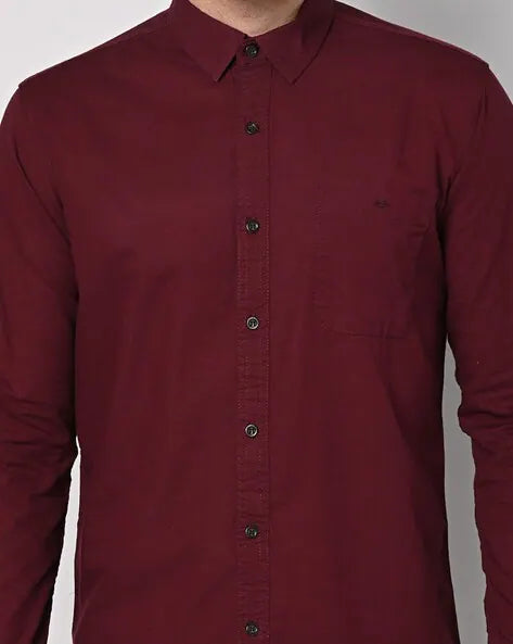 MUFTI MEN SLIM FIT SHIRT WITH PATCH POCKET