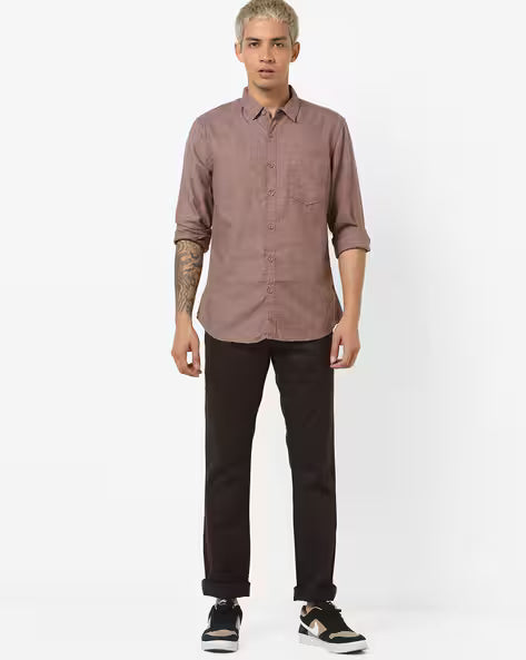 TOM TAILOR Slim Fit Shirt with Spread Collar