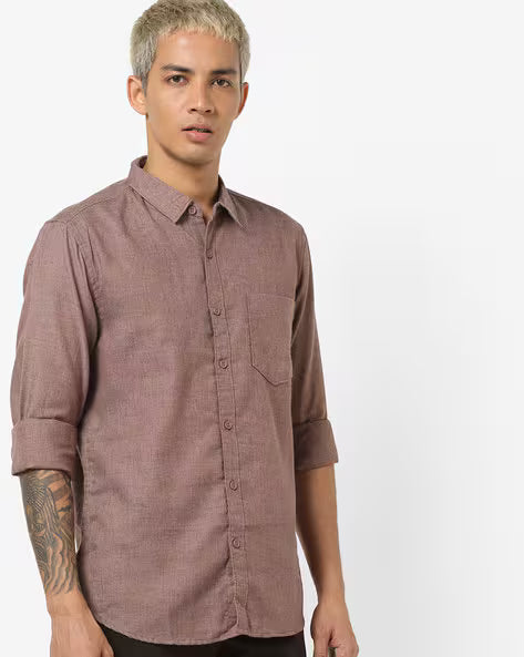 TOM TAILOR Slim Fit Shirt with Spread Collar