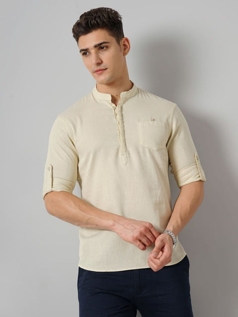 Celio Men's Beige Solid Casual Shirt