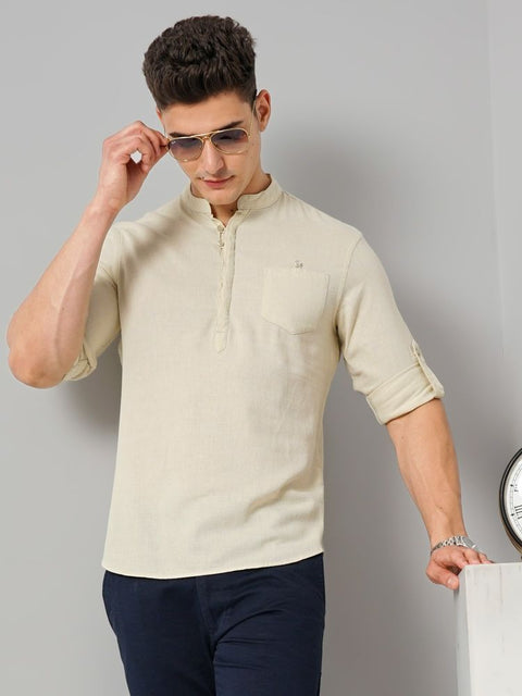 Celio Men's Beige Solid Casual Shirt
