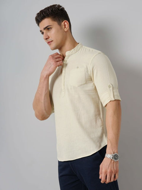 Celio Men's Beige Solid Casual Shirt