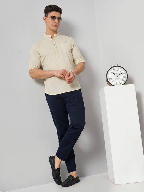 Celio Men's Beige Solid Casual Shirt