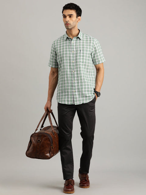 Indian terrain Men Checked Half Sleeve Cotton Blend Shirt