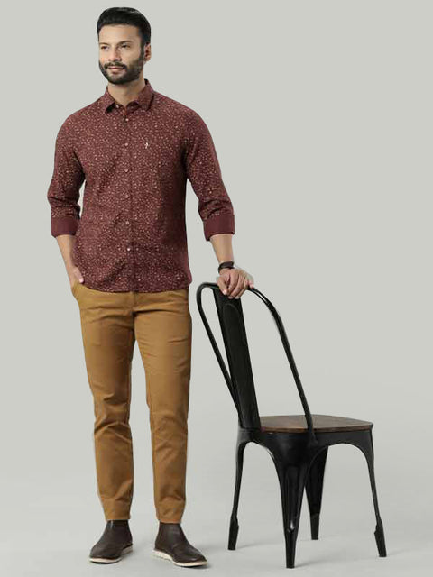 Indian terrain Men Printed Full Sleeve Linen Blend Shirt