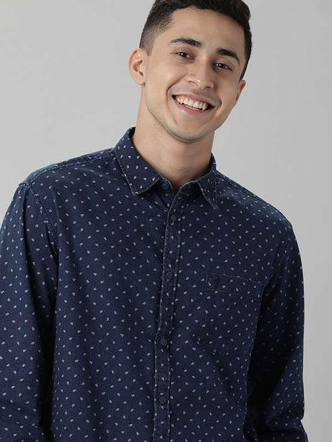 Indian terrain Men Printed Full Sleeve Cotton Shirt