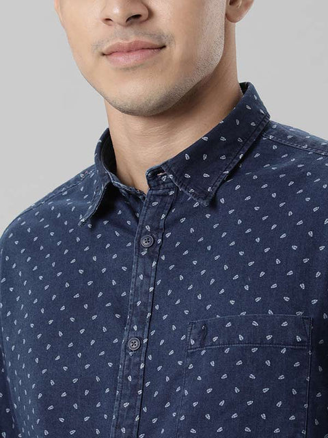 Indian terrain Men Printed Full Sleeve Cotton Shirt