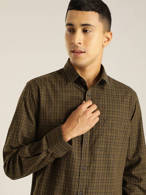 Indian terrain Men Checked Full Sleeve Cotton Shirt