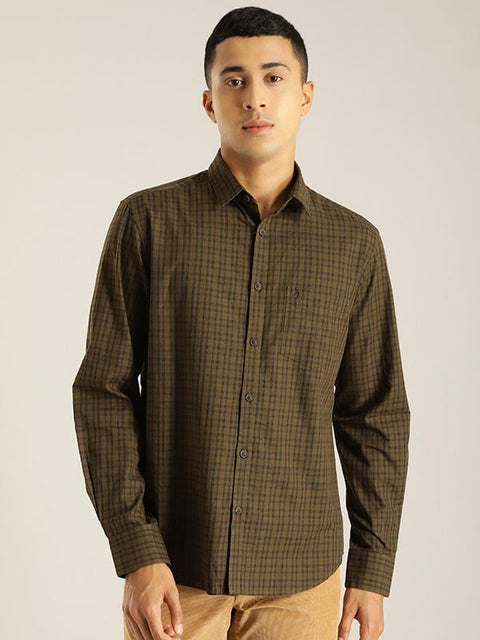 Indian terrain Men Checked Full Sleeve Cotton Shirt