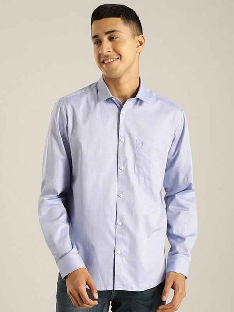 Indian terrain Men Solid Full Sleeve Cotton Shirt