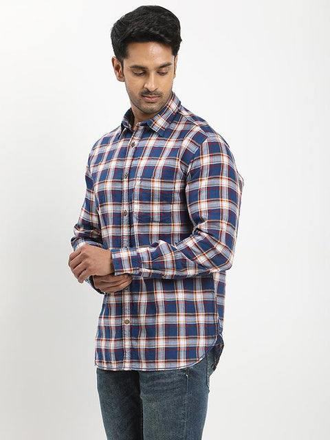 Indian terrain Men Checked Full Sleeve Cotton Shirt