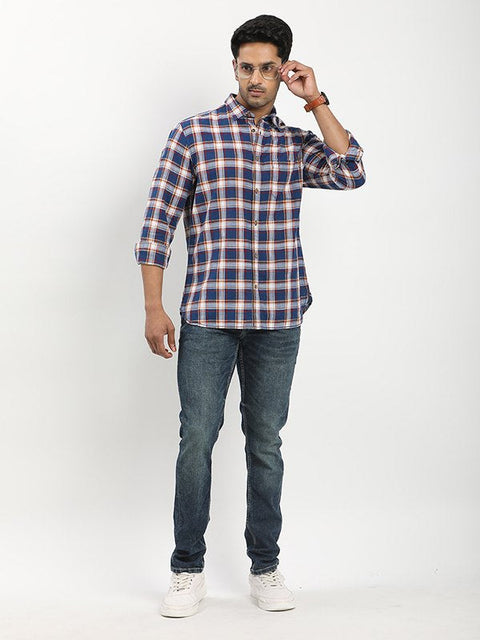 Indian terrain Men Checked Full Sleeve Cotton Shirt