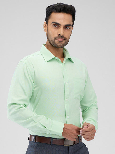 Park Avenue Green Structure Slim Fit Cotton Blend Formal Shirt