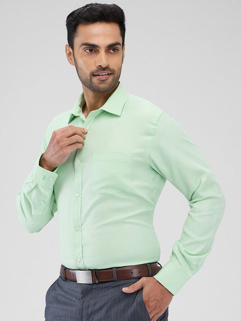 Park Avenue Green Structure Slim Fit Cotton Blend Formal Shirt