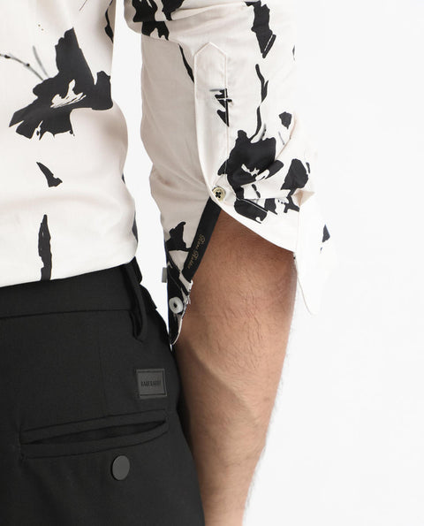 RARE RABBIT BRUSH STROKE EFFECT FLORAL PRINT SHIRT SKETCHERR - OFFWHITE