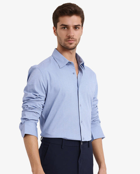RARE RABBIT SOLID TEXTURED SHIRT AUXON - DUSKY BLUE