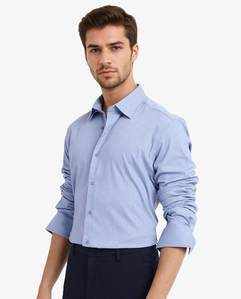 RARE RABBIT SOLID TEXTURED SHIRT AUXON - DUSKY BLUE
