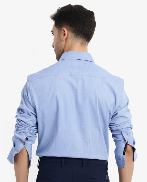 RARE RABBIT SOLID TEXTURED SHIRT AUXON - DUSKY BLUE