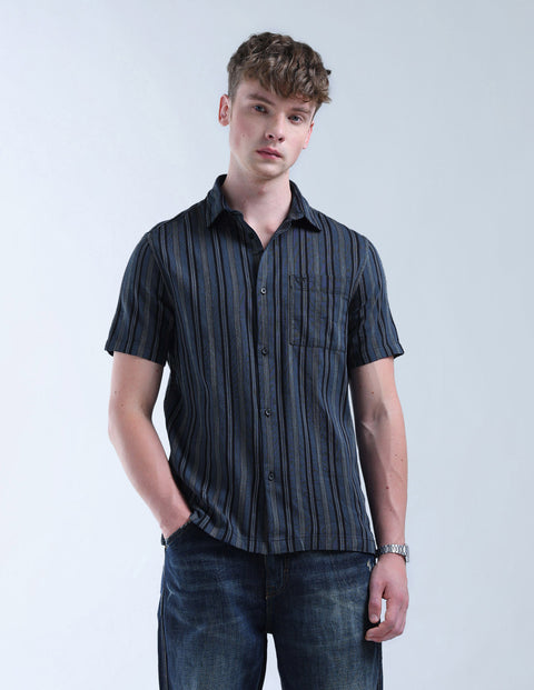 Flying Machine Vertical Striped Color Of Home Shirt