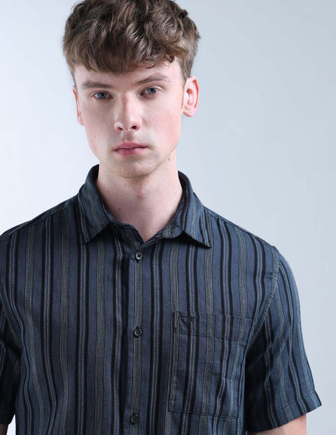 Flying Machine Vertical Striped Color Of Home Shirt