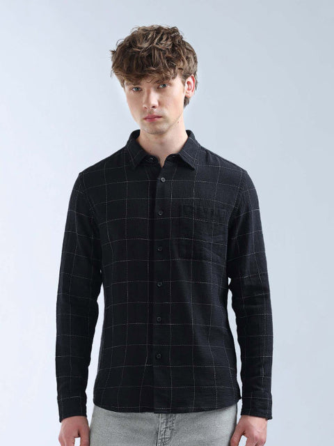 Flying Machine Windowpane Checked Regular Fit Shirt