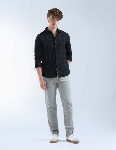Flying Machine Windowpane Checked Regular Fit Shirt