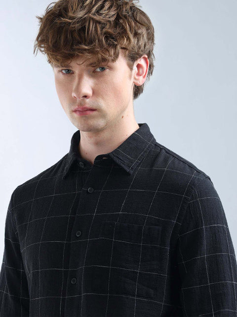 Flying Machine Windowpane Checked Regular Fit Shirt