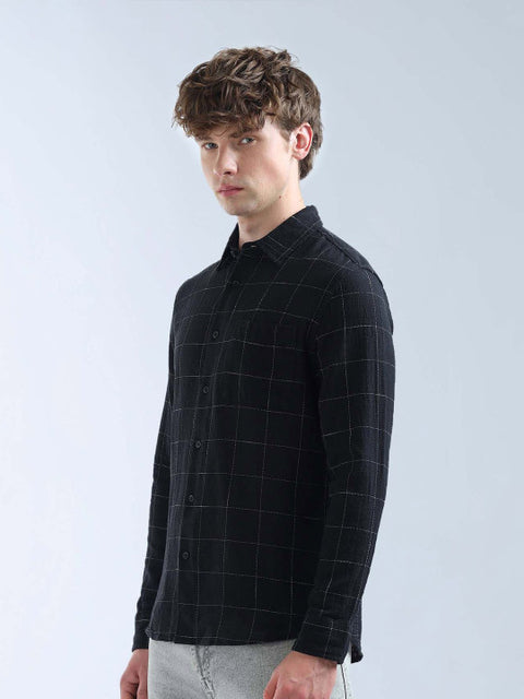 Flying Machine Windowpane Checked Regular Fit Shirt