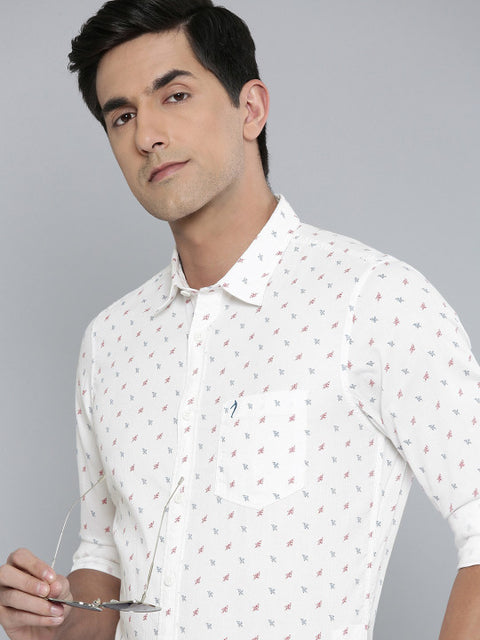 Indian Terrain Pure Cotton Slim Fit Floral Printed Semiformal Shirt