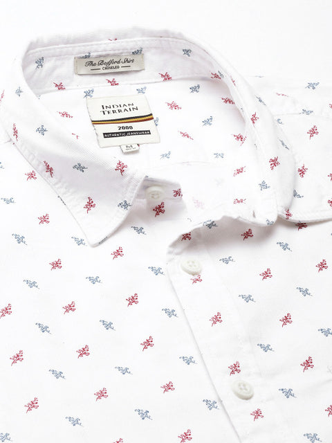 Indian Terrain Pure Cotton Slim Fit Floral Printed Semiformal Shirt
