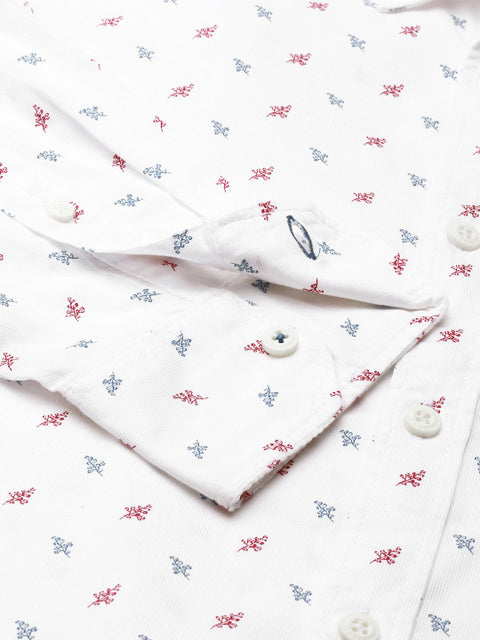Indian Terrain Pure Cotton Slim Fit Floral Printed Semiformal Shirt