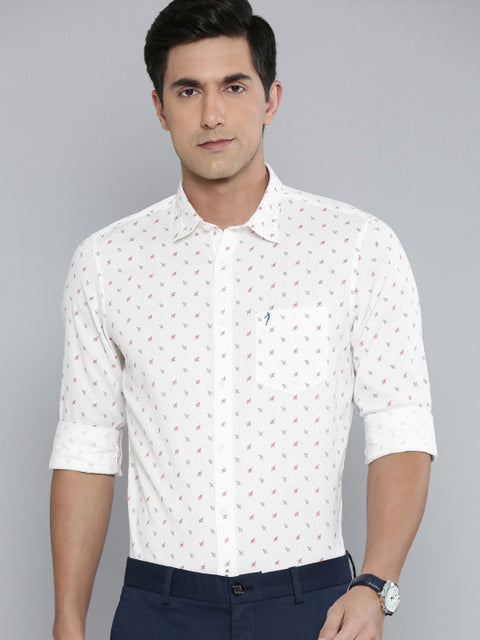Indian Terrain Pure Cotton Slim Fit Floral Printed Semiformal Shirt