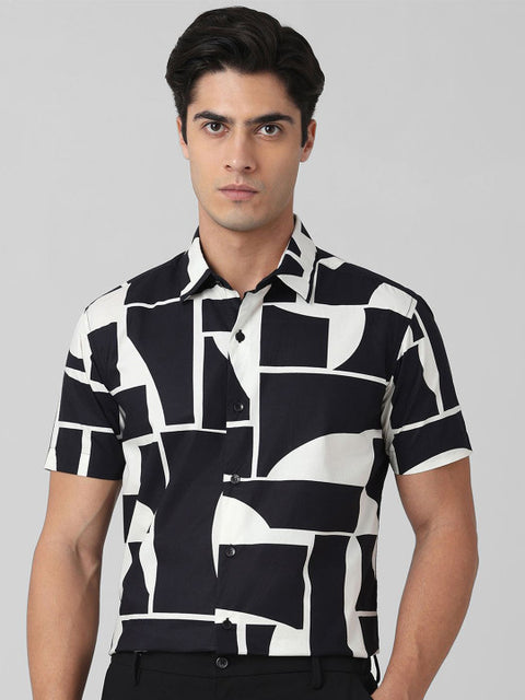 Mufti Men Spread Collar Abstract Printed Cotton Relaxed Fit Casual Shirt