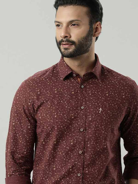 BUY INDIAN TERRAIN Men Printed Full Sleeve Linen Blend Shirt