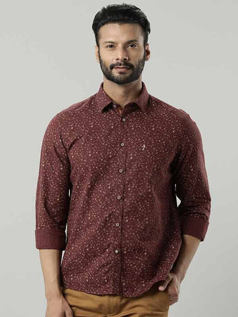 BUY INDIAN TERRAIN Men Printed Full Sleeve Linen Blend Shirt