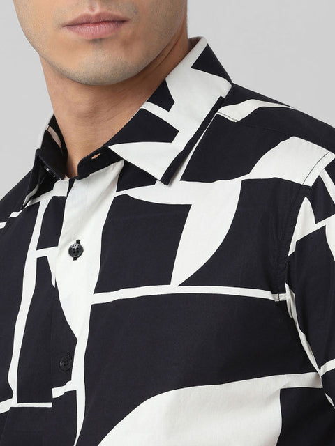 Mufti Men Spread Collar Abstract Printed Cotton Relaxed Fit Casual Shirt