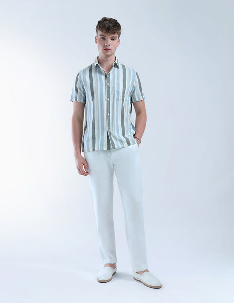 Flying Machine Vertical Striped Color Of Home Shirt