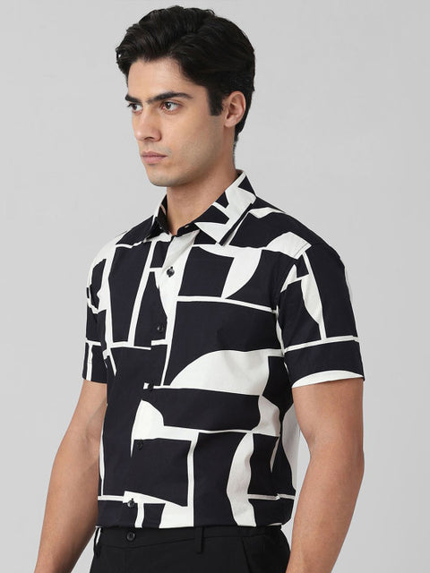 Mufti Men Spread Collar Abstract Printed Cotton Relaxed Fit Casual Shirt