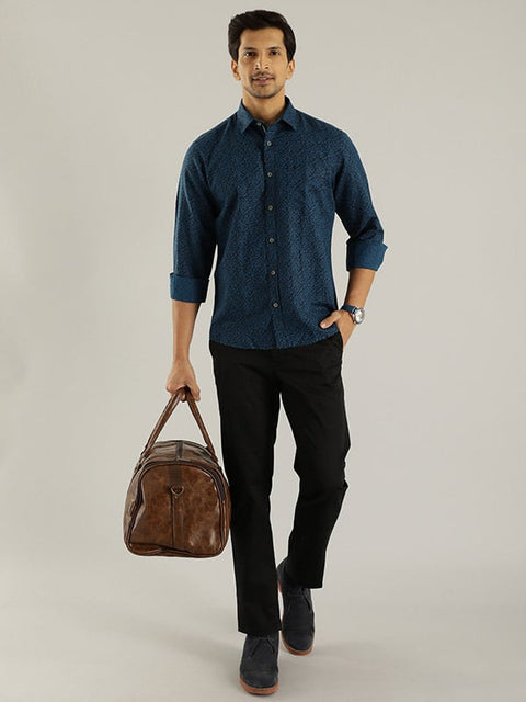 BUY INDIAN TERRAIN Men Printed Full Sleeve Linen Blend Shirt