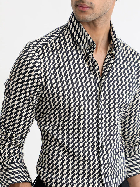 BUY RARE RABBIT MEN ALLIN SLIM FIT GEOMETRIC PRINTED COTTON SHIRT