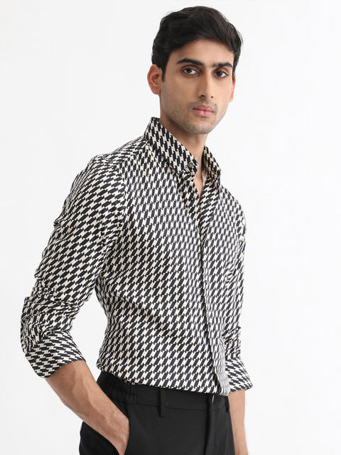 BUY RARE RABBIT MEN ALLIN SLIM FIT GEOMETRIC PRINTED COTTON SHIRT
